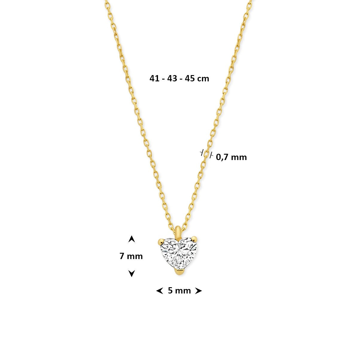 Collar de oro amarillo de 14k con diamante lab grown en forma de corazón 0.30ct