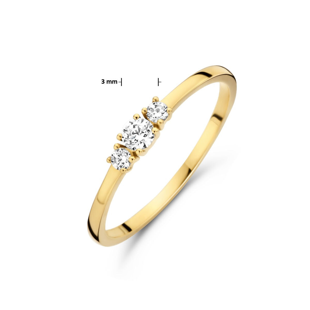 Anillo de mujer en oro amarillo de 9k con fila de circonitas