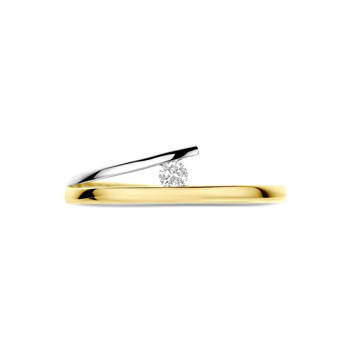 Anillo de mujer bicolor de oro con diamante – 14k oro amarillo y oro blanco