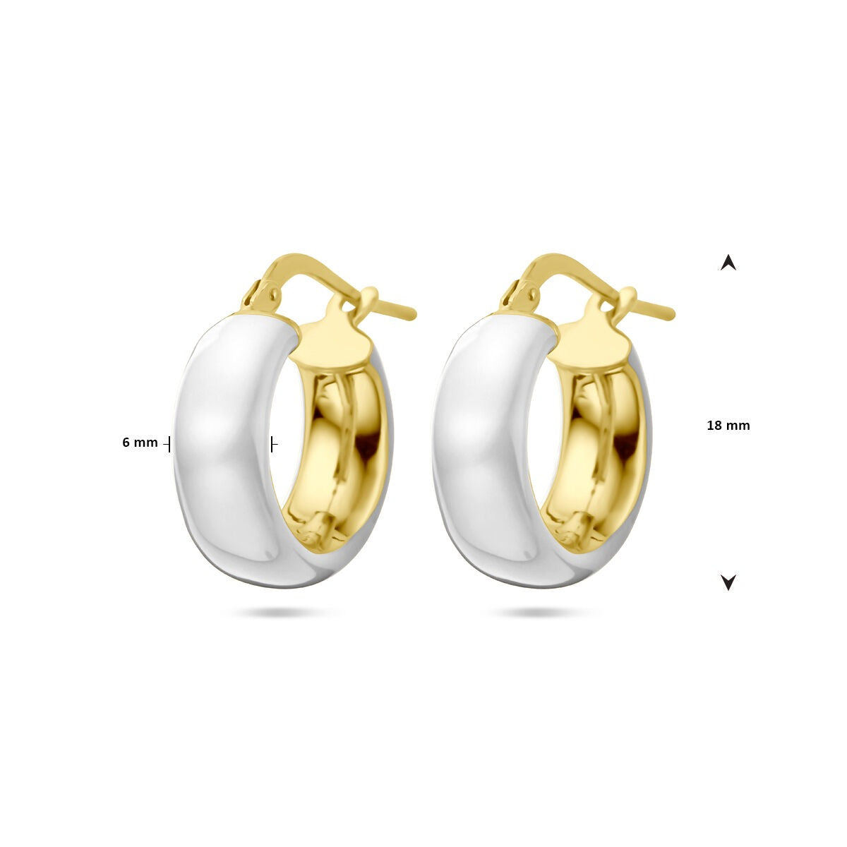 Aros chapados en oro con esmalte blanco – oro amarillo sobre plata 925