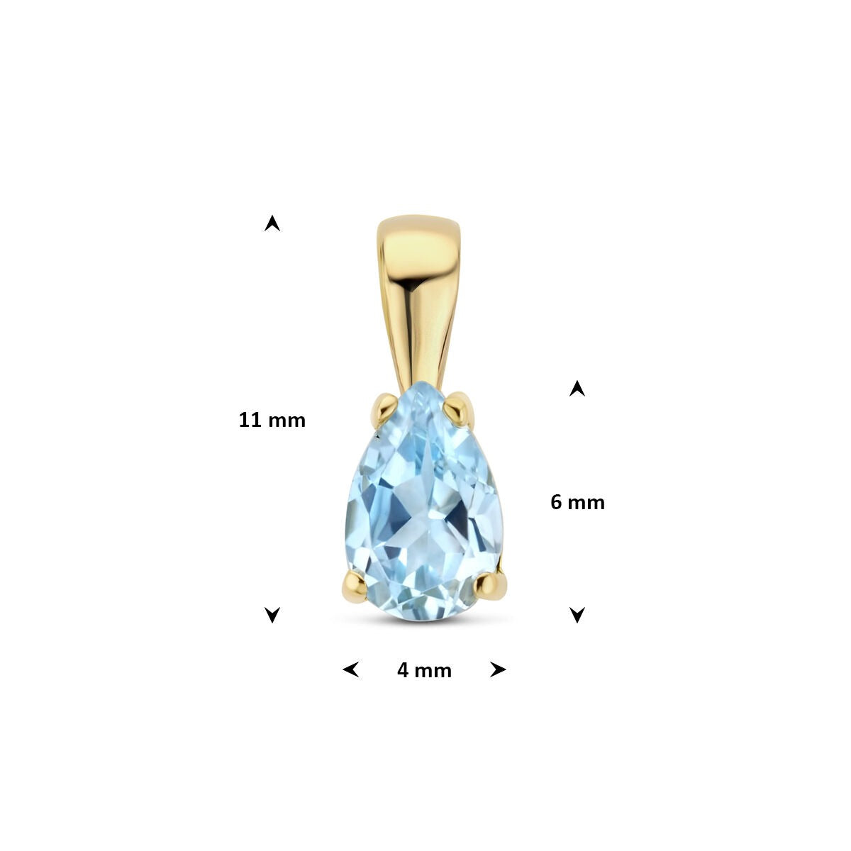 Colgante de oro amarillo de 14k con topacio azul