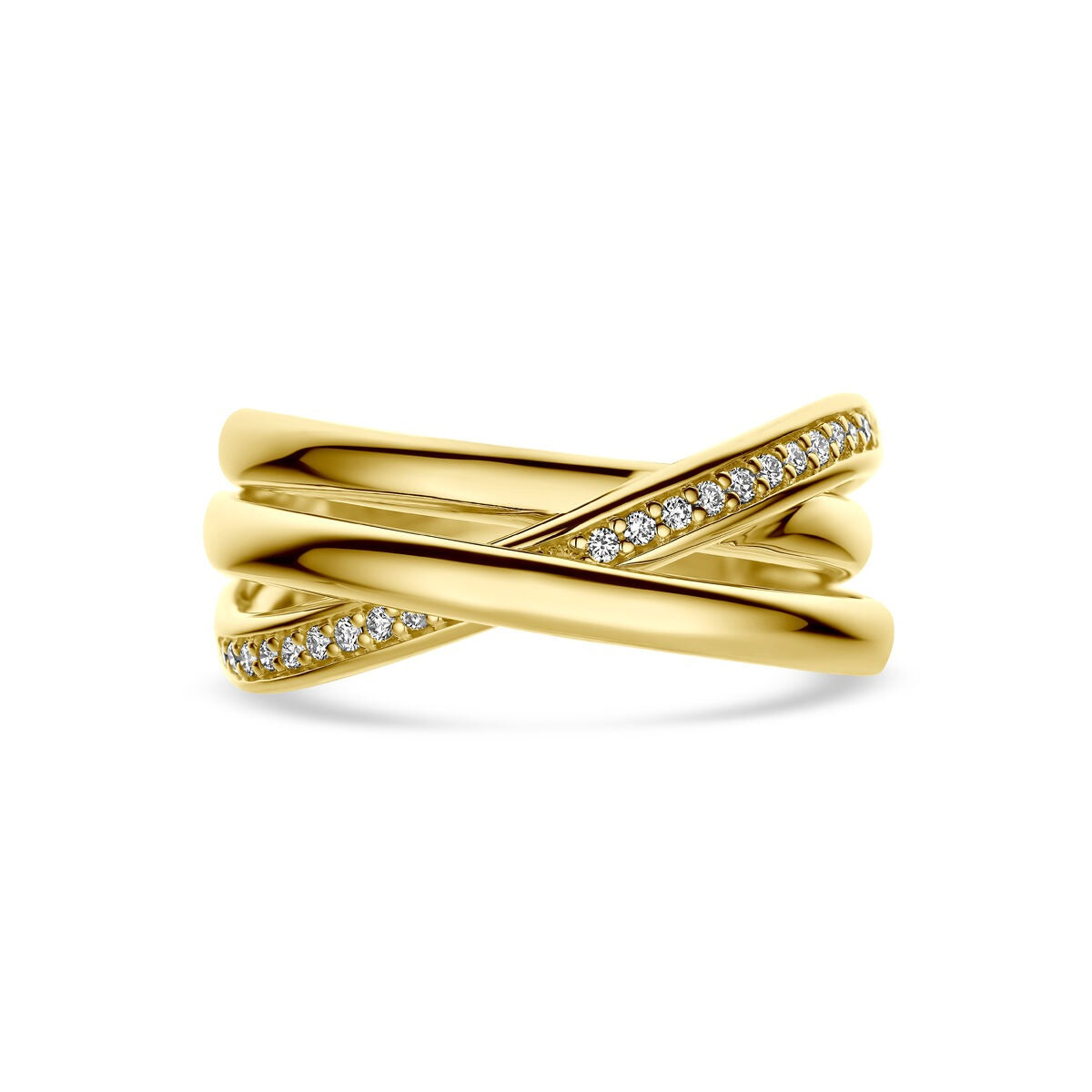 Anillo de alianza de oro amarillo de 14k con diamante de 0,15 ct
