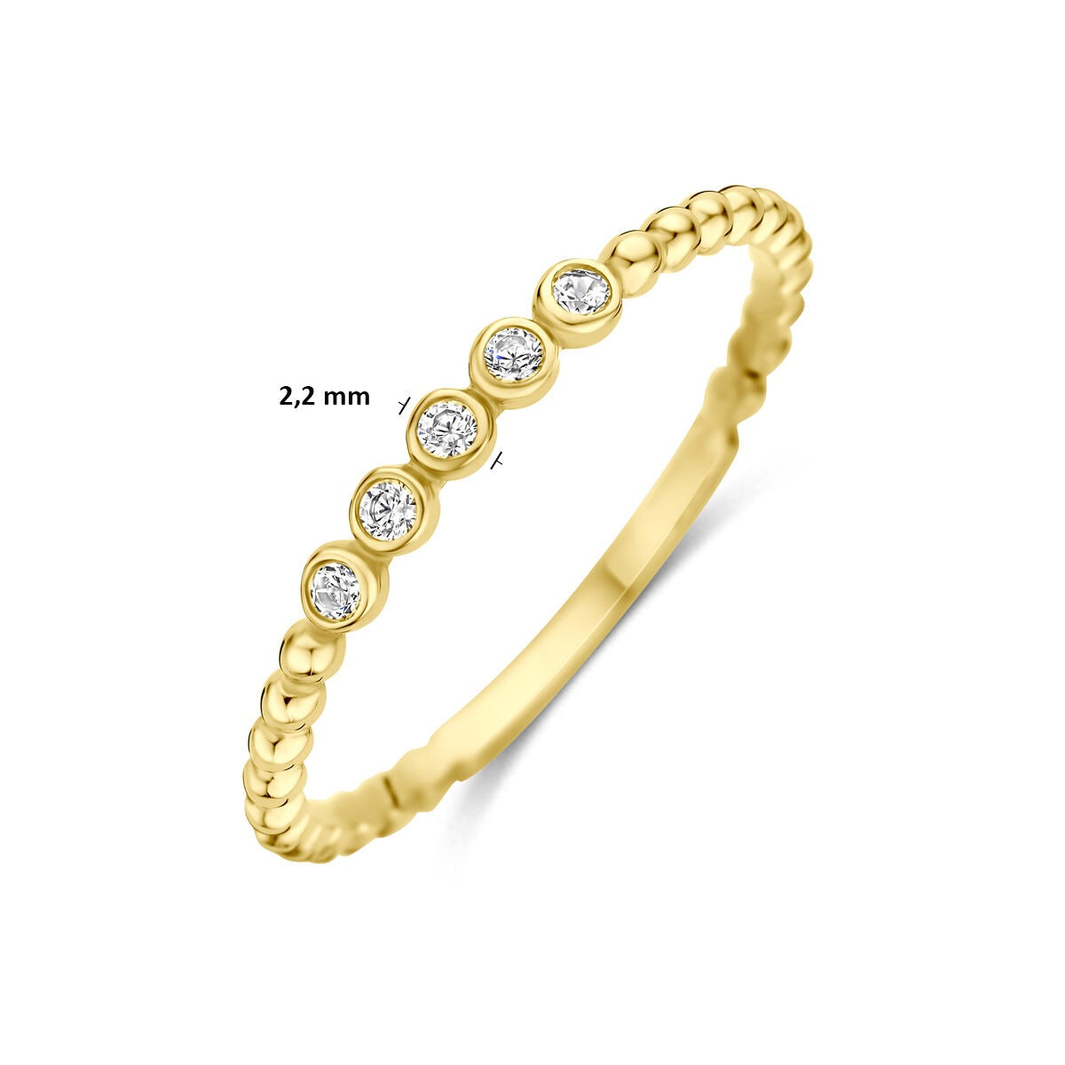 Anillo de oro amarillo de 14k con entorno de circonitas