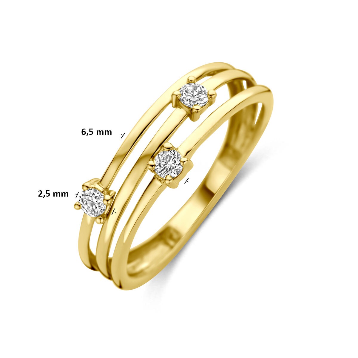 anillo de oro amarillo de 14k con diamantes cultivados en laboratorio