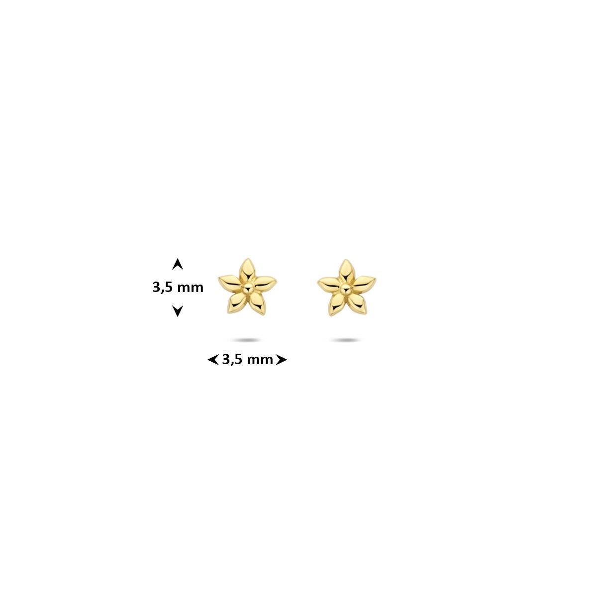 Pendientes de botón de oro amarillo con flor