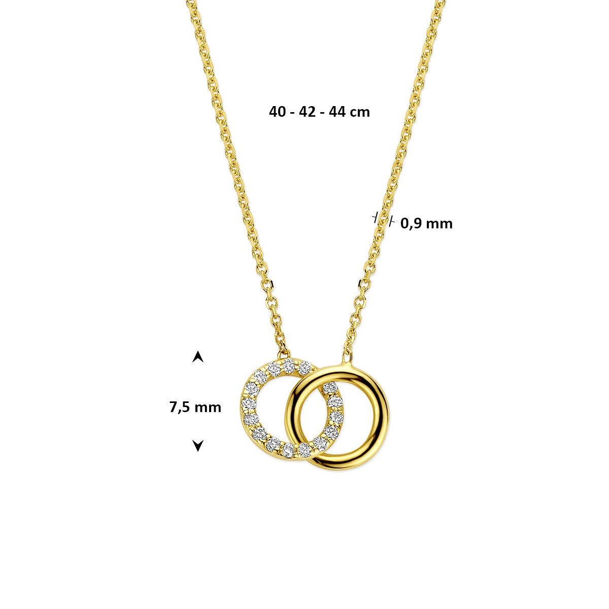Collar de oro amarillo de 14k con diamante cultivado en laboratorio de 0.09ct