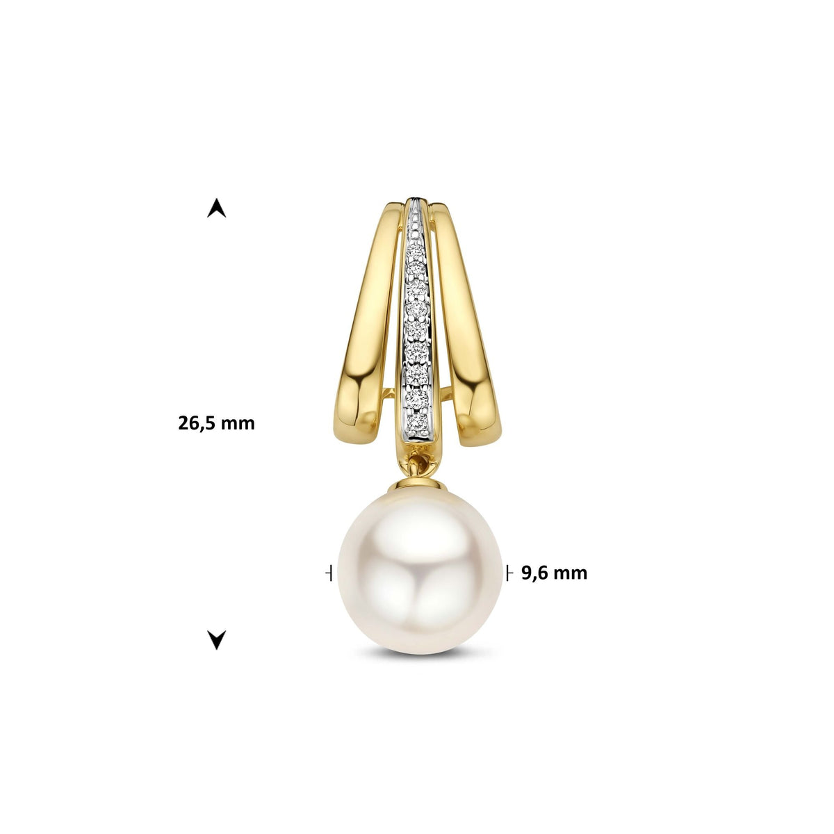 14k Geelgouden hanger met parel en diamant