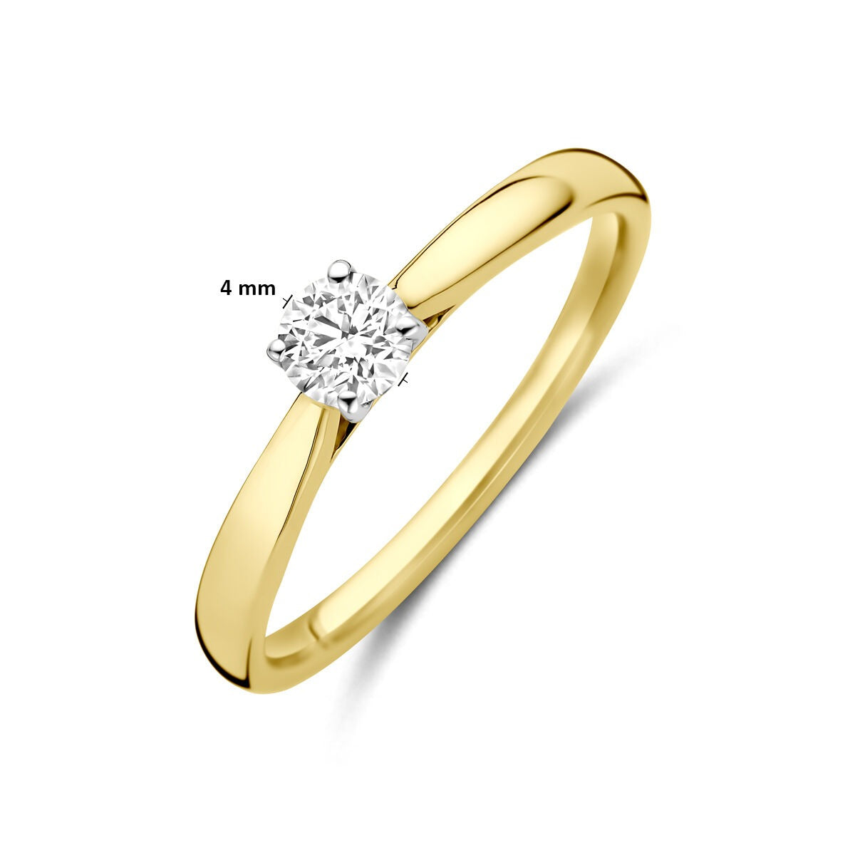 anillo de oro amarillo y oro blanco bicolor de 14k con diamante cultivado en laboratorio de 0.25ct