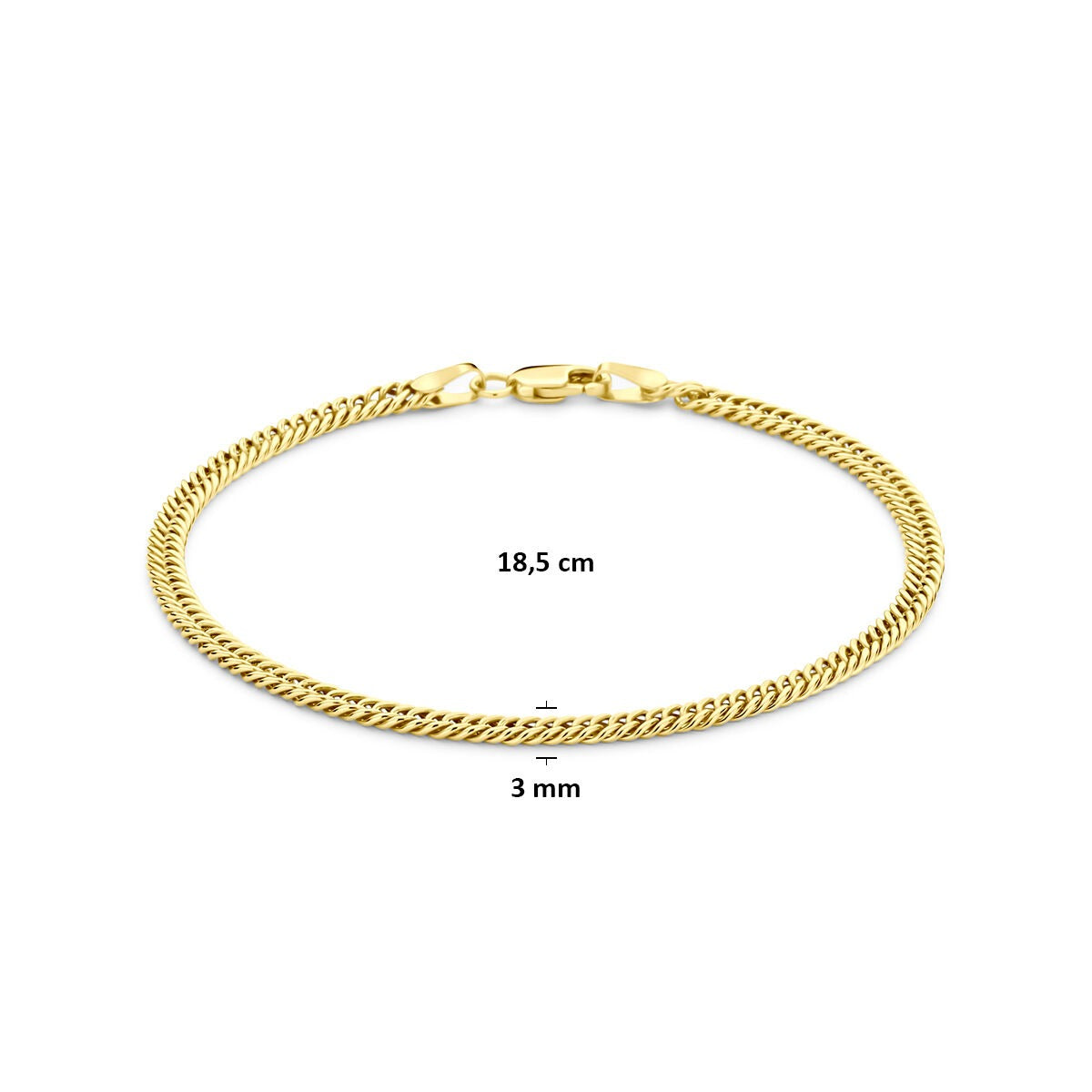 Pulsera de oro amarillo de 14k con núcleo de plata – eslabón gourmette