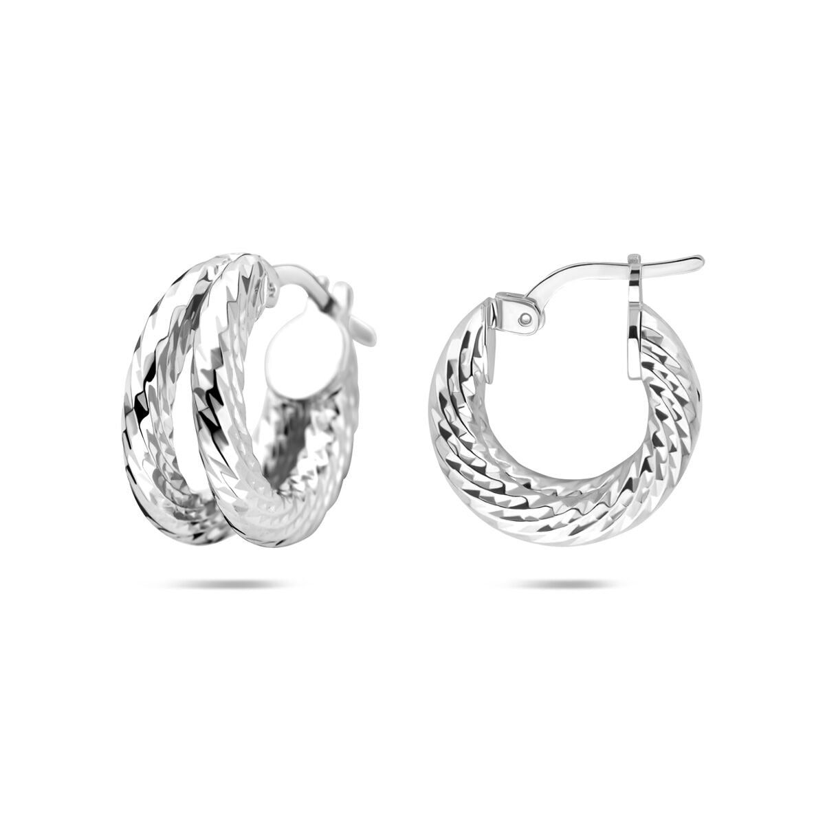 Aros de mujer de plata rodiada retorcidos