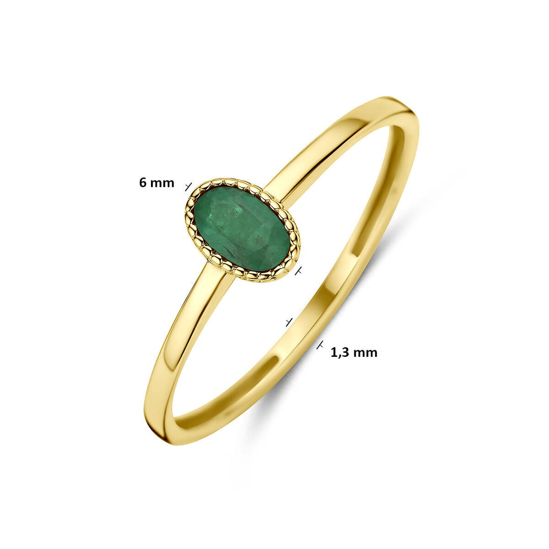 9k Geelgouden ring met smaragd