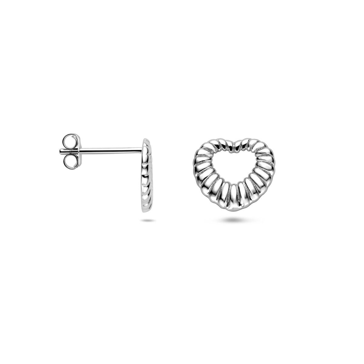 Pendientes de botón en forma de corazón – plata 925 rodiada