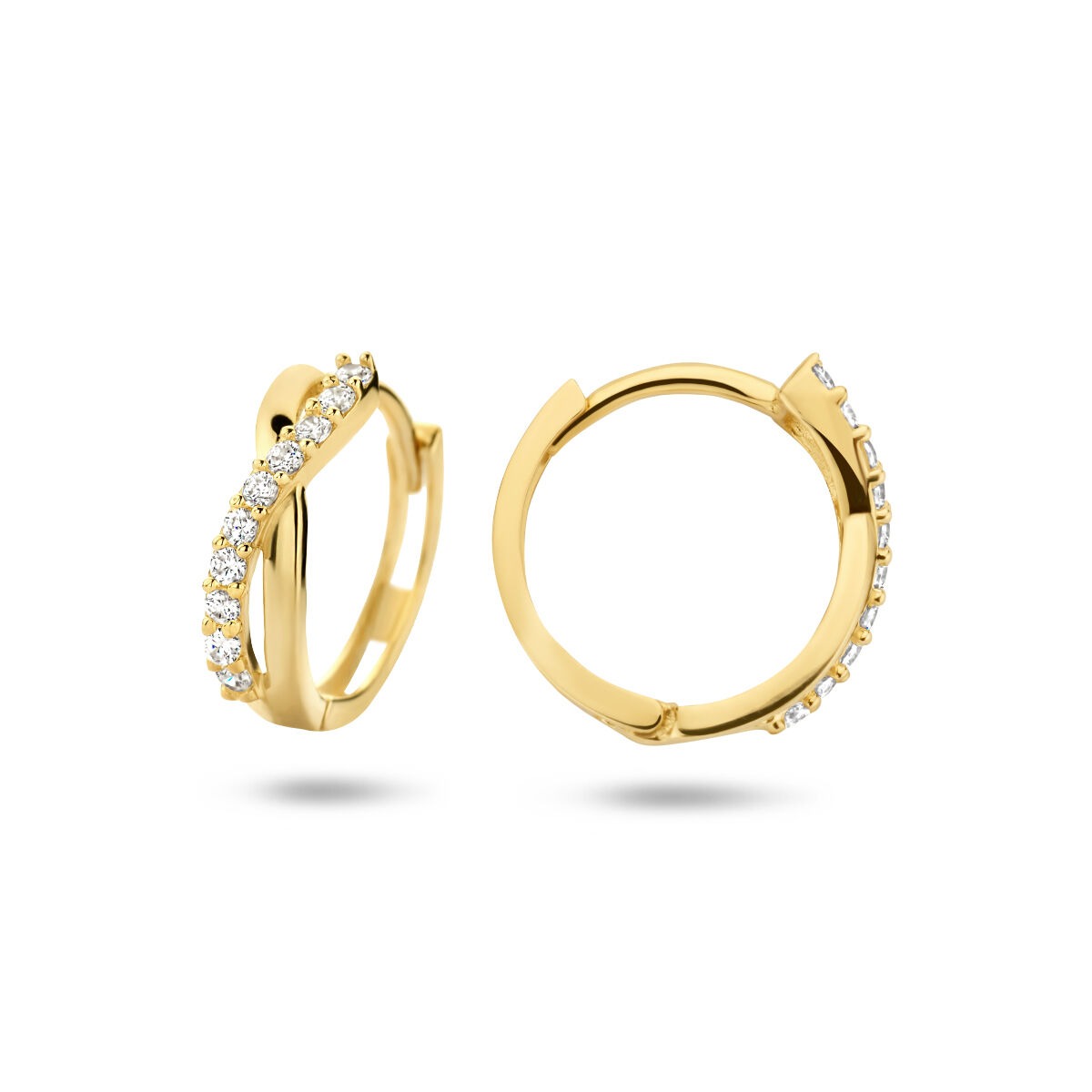 Aros de oro amarillo de 9k con circonitas
