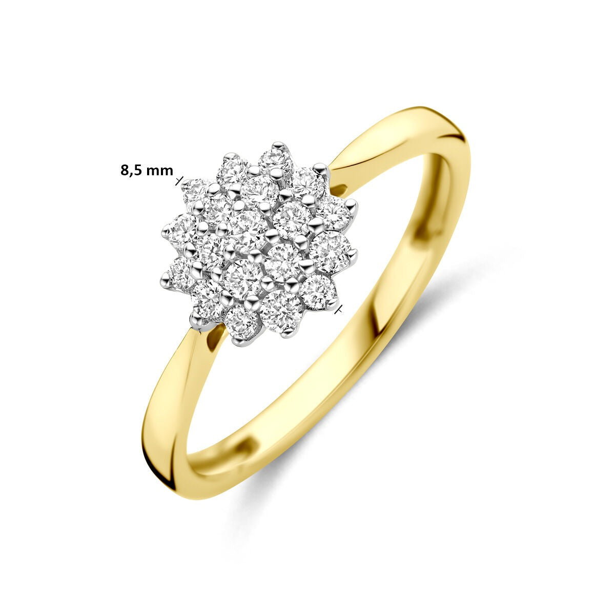 anillo de oro bicolor amarillo y oro blanco con diamante cultivado en laboratorio de 0.33ct