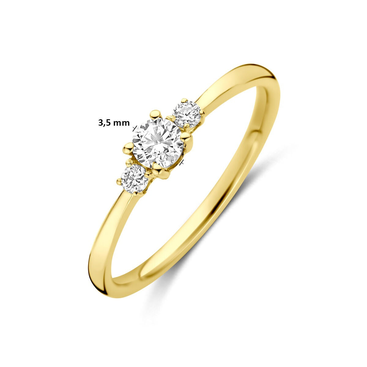 Anillo de oro amarillo de 14k con diamante cultivado en laboratorio de 0.25ct