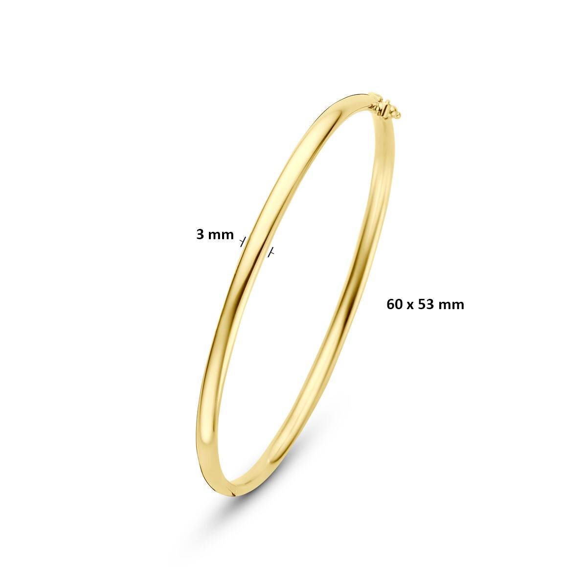 Pulsera bangle de oro amarillo de 9k con núcleo de plata