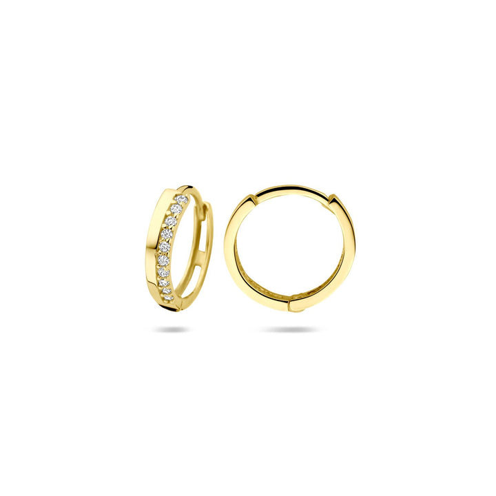 Gouden klapoorringen met zirkonia – 9k geelgoudkleurig