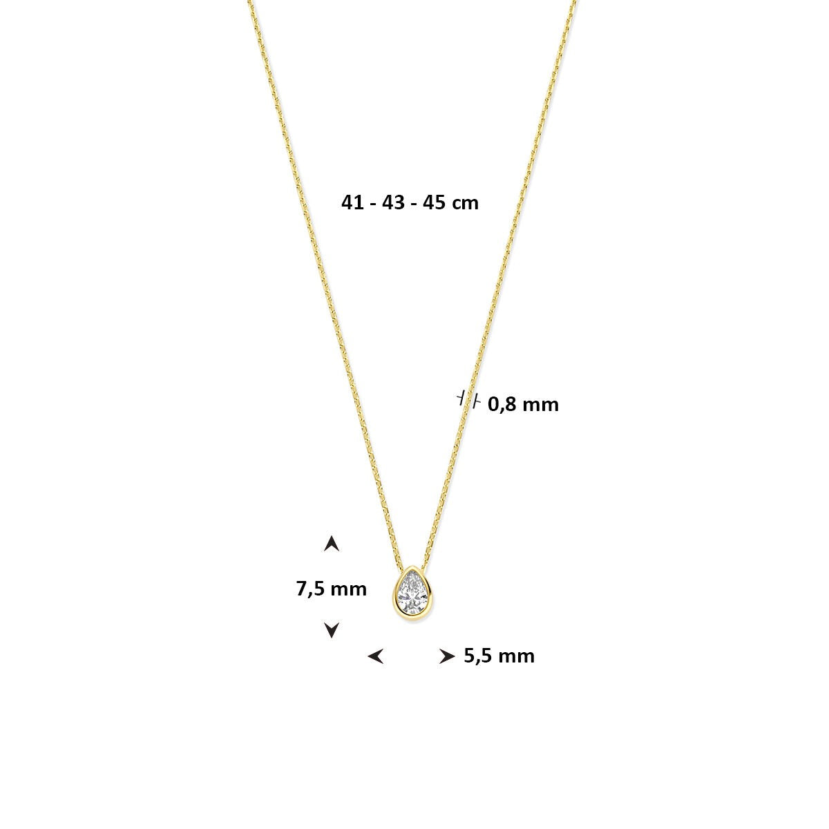 collar chapado en oro amarillo con circonitas