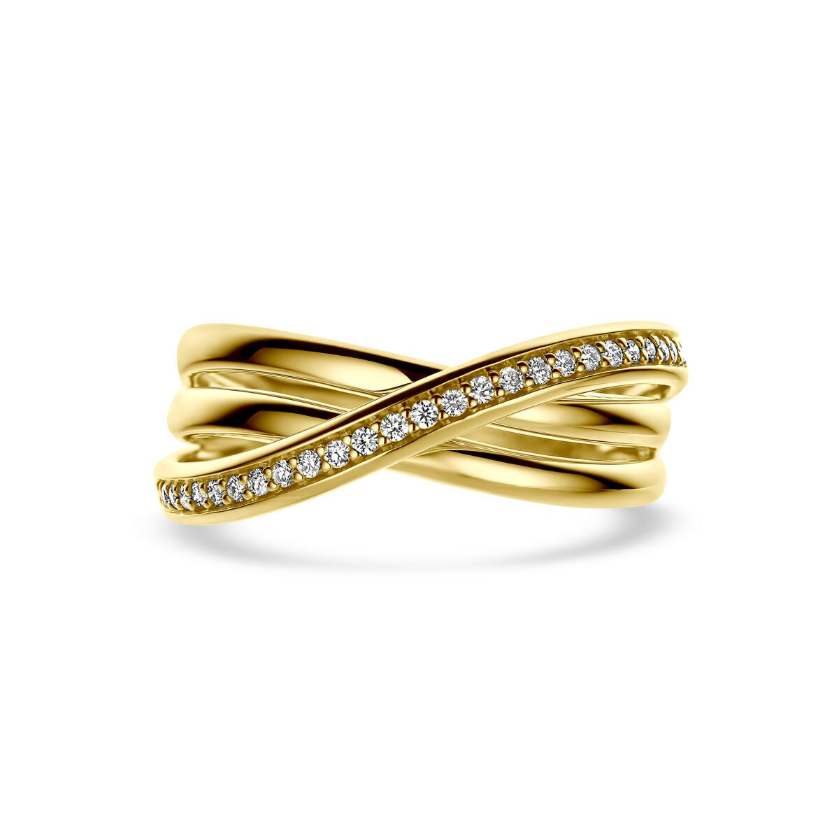 Anillo de alianza de oro amarillo de 14k con diamante de 0,16 ct