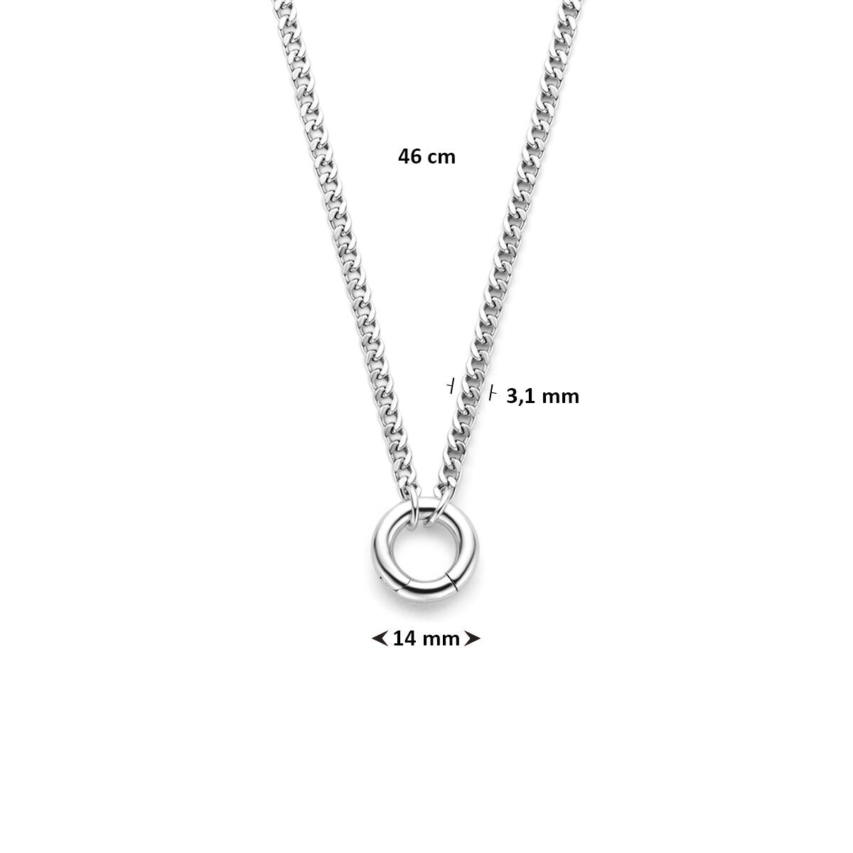 Collar de plata gourmet con conector redondo