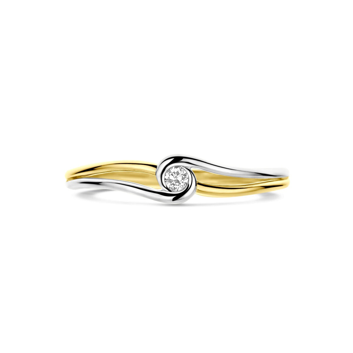Anillo de mujer bicolor de oro con diamante – 14k oro amarillo y oro blanco