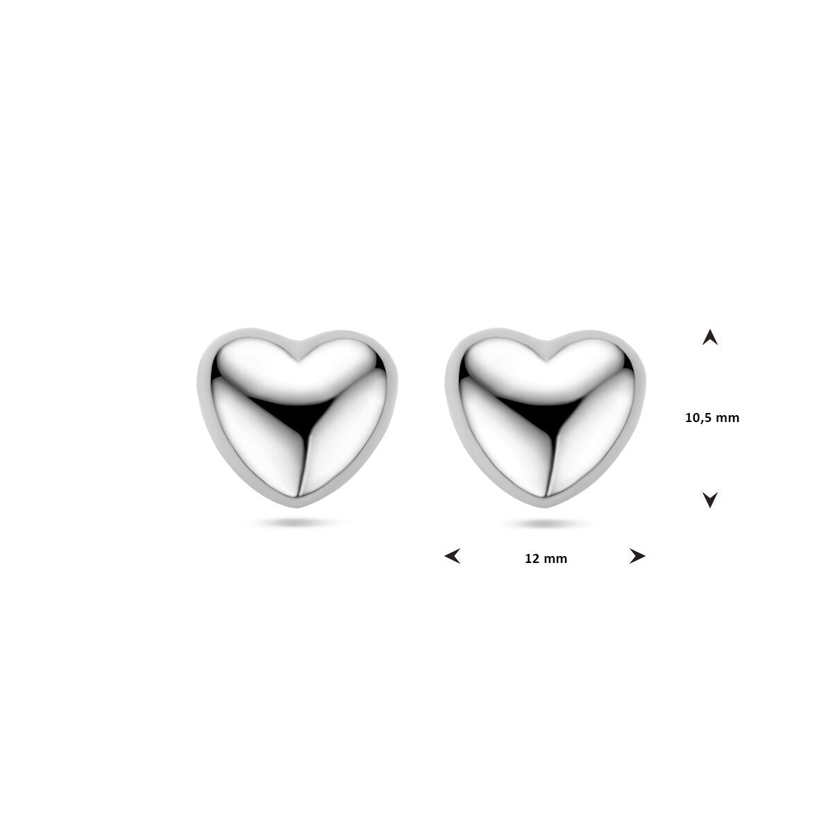 Pendientes de botón en forma de corazón – plata 925 rodiada