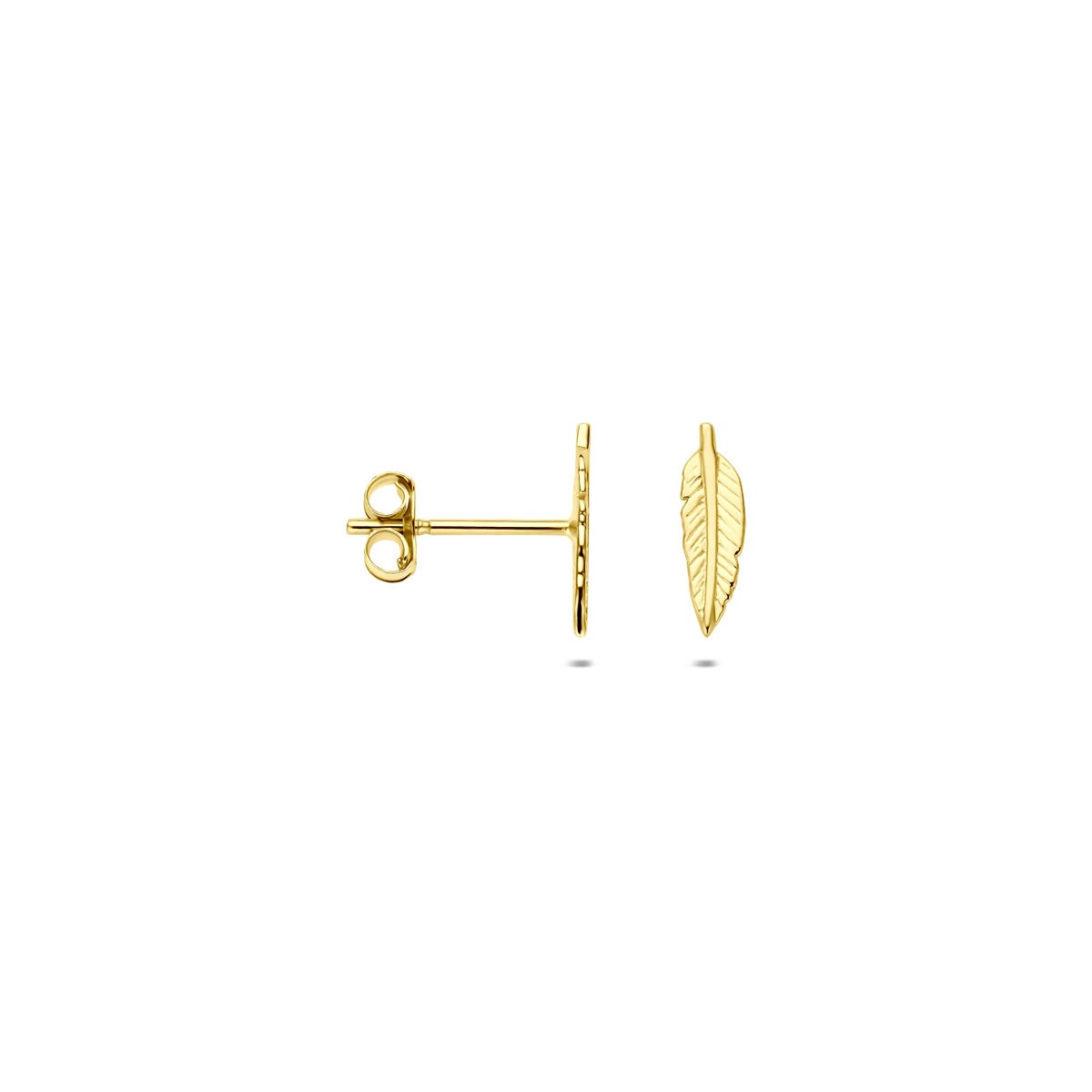 Pendientes de botón en forma de resorte de oro amarillo de 9k