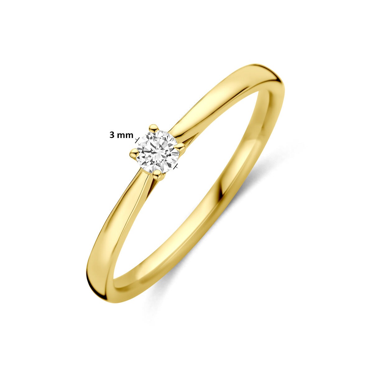 Anillo de oro amarillo de 14k con diamante cultivado en laboratorio de 0.10ct