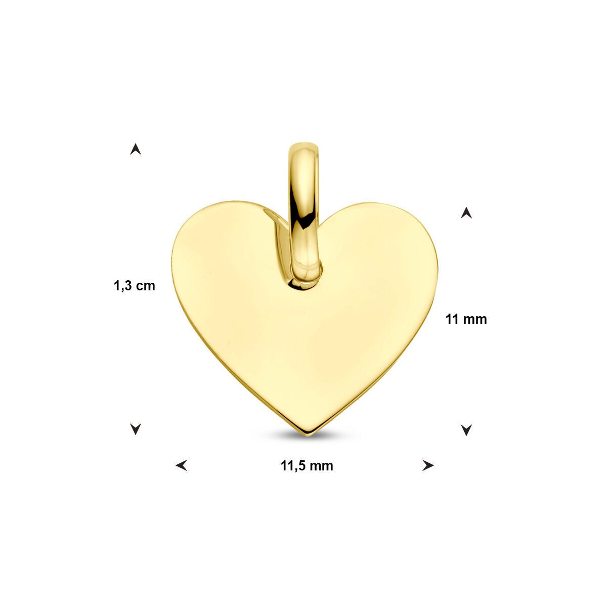 colgante de corazón chapado en oro amarillo – 9k