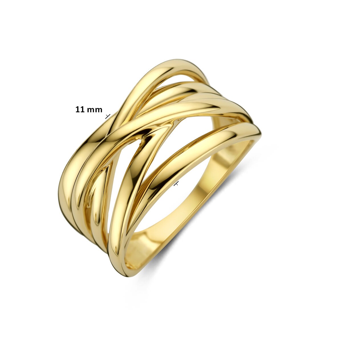 Anillo de mujer de oro amarillo de 14k con banda ancha de 11 mm