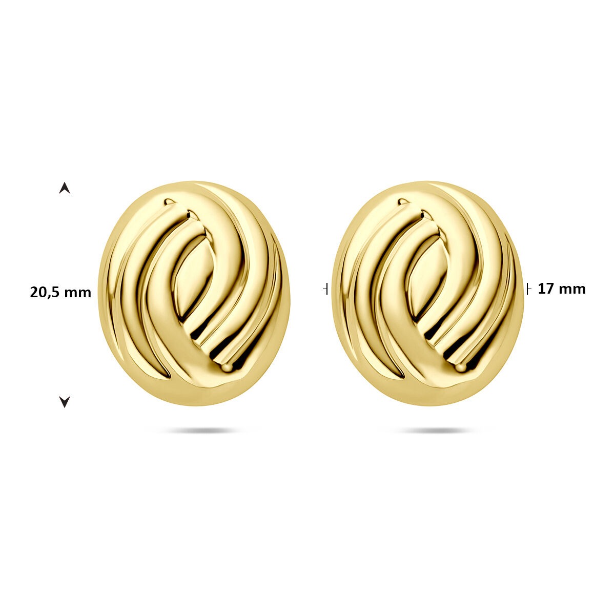Pendientes de botón de mujer chapado en oro - color oro amarillo