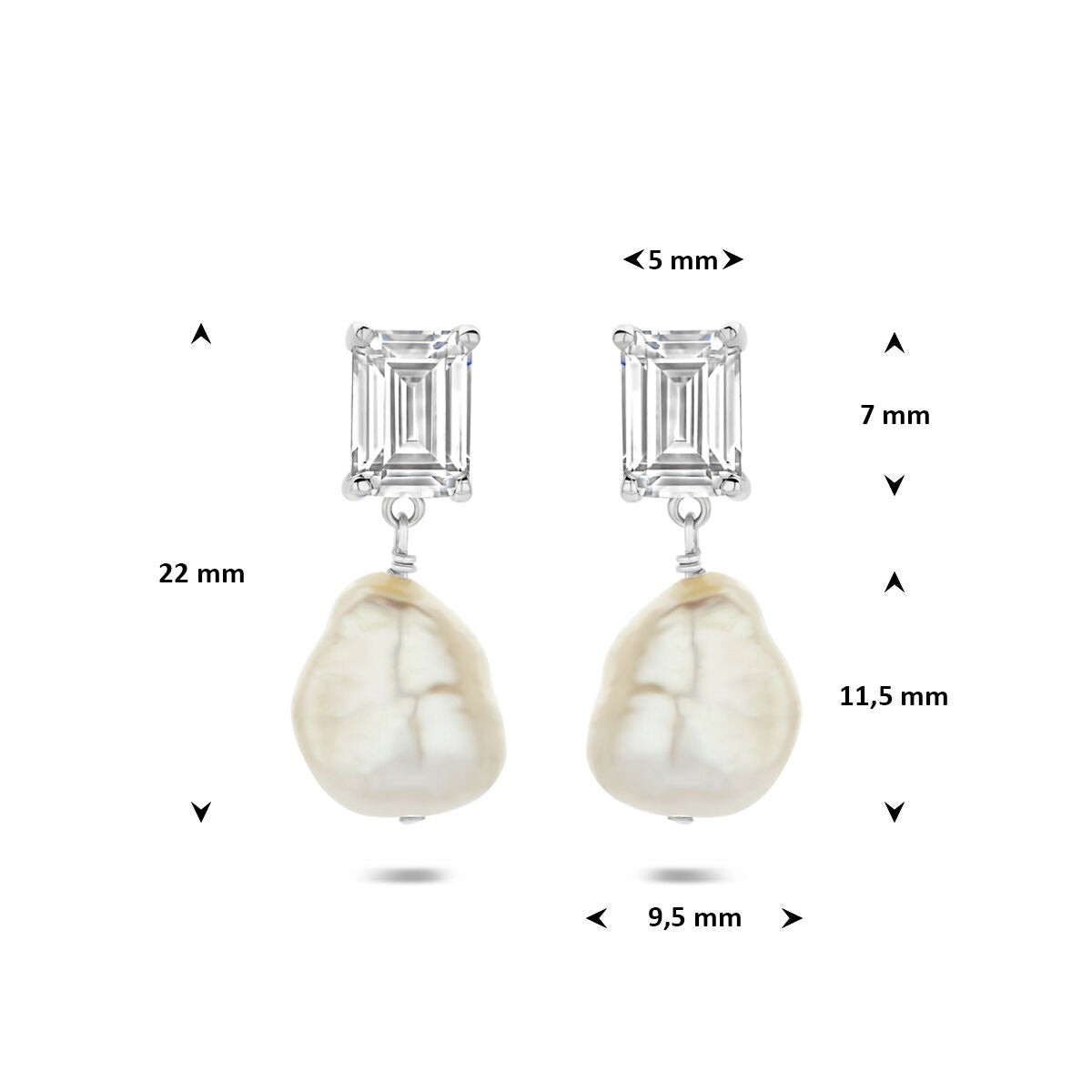 Pendientes de plata 925 con perla y circonita