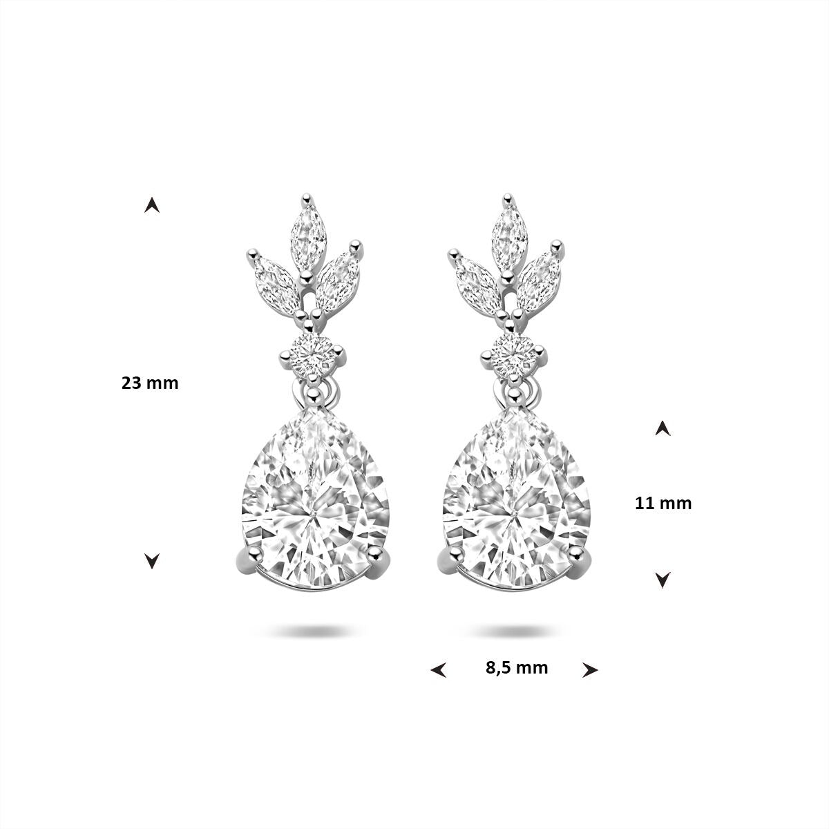 Pendientes de plata rodiada con circonitas