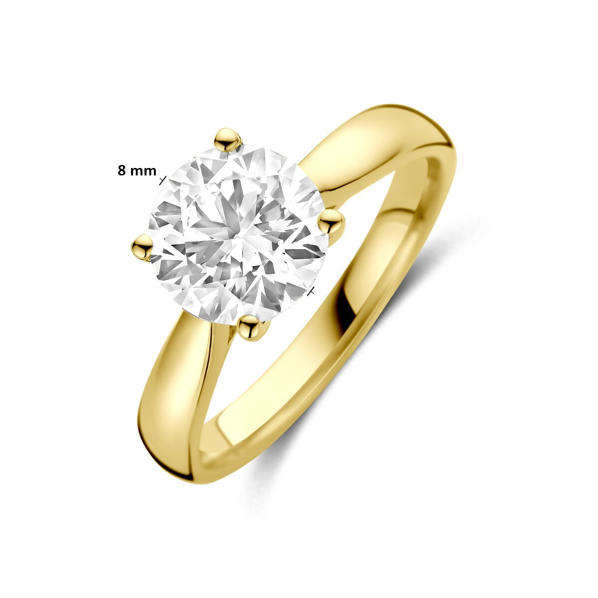 Anillo de oro amarillo de 14k con diamante cultivado en laboratorio de 2.00ct
