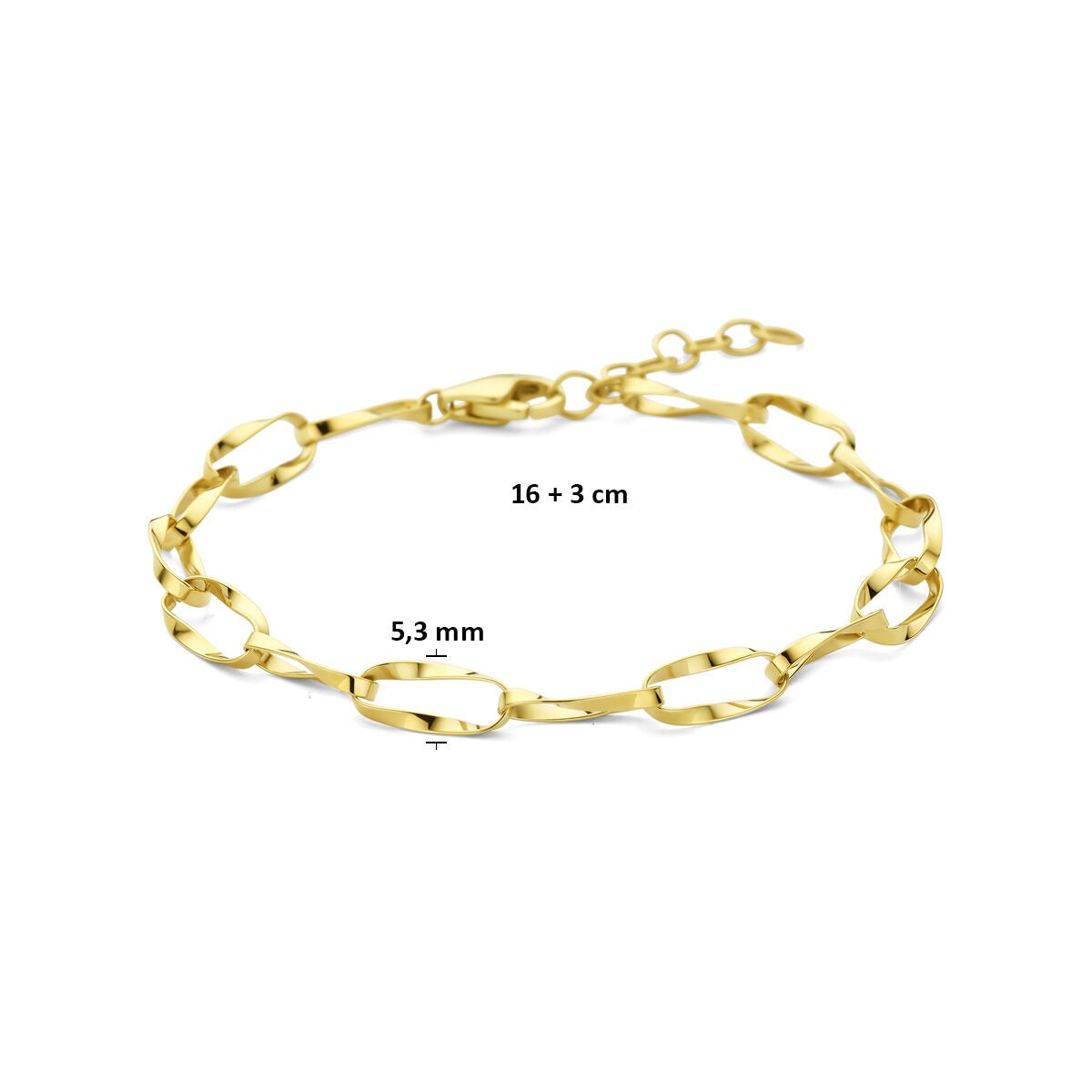pulsera de oro amarillo de 14k con eslabones de ancla