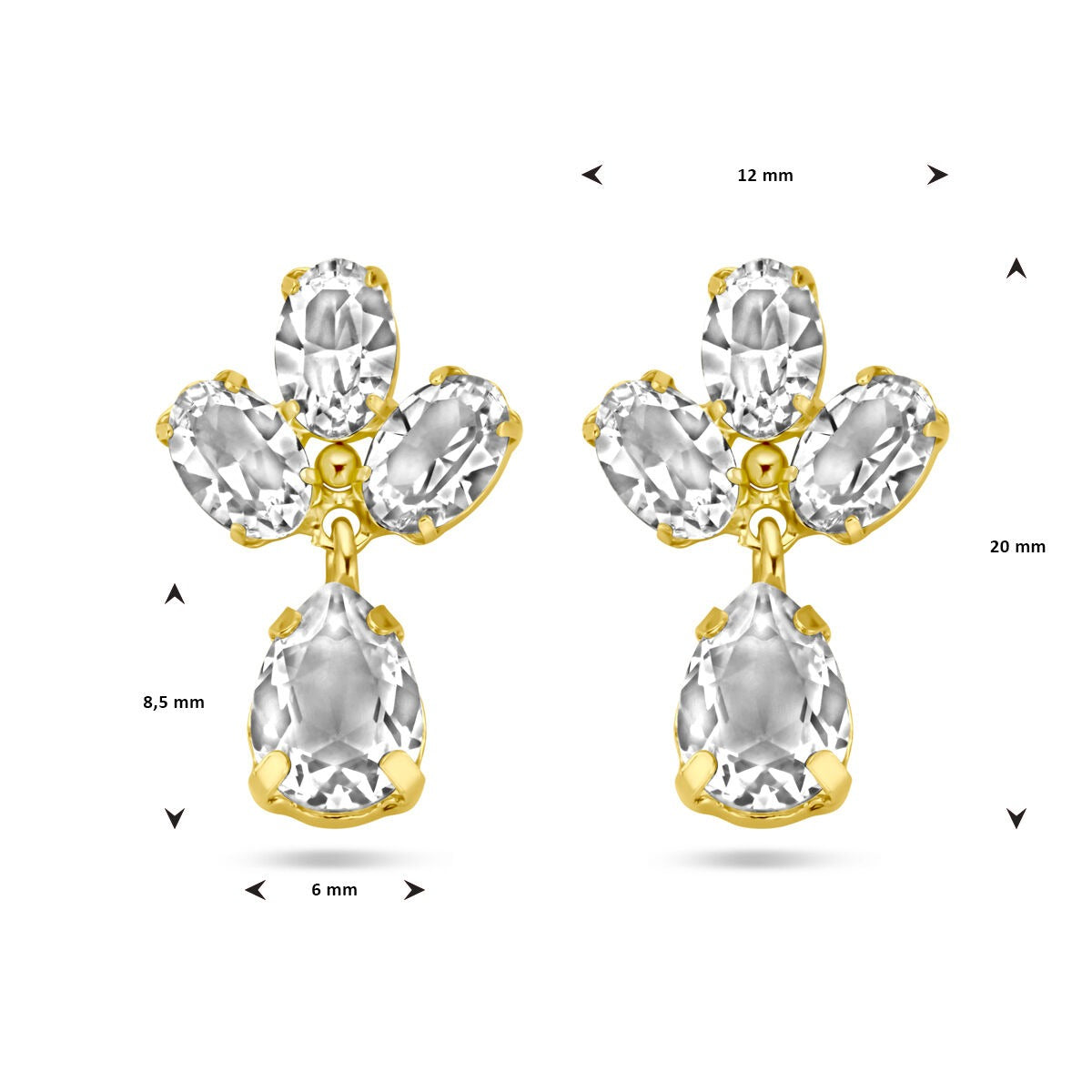 Pendientes de plata chapado en oro con cristal Swarovski – oro amarillo sobre plata 925