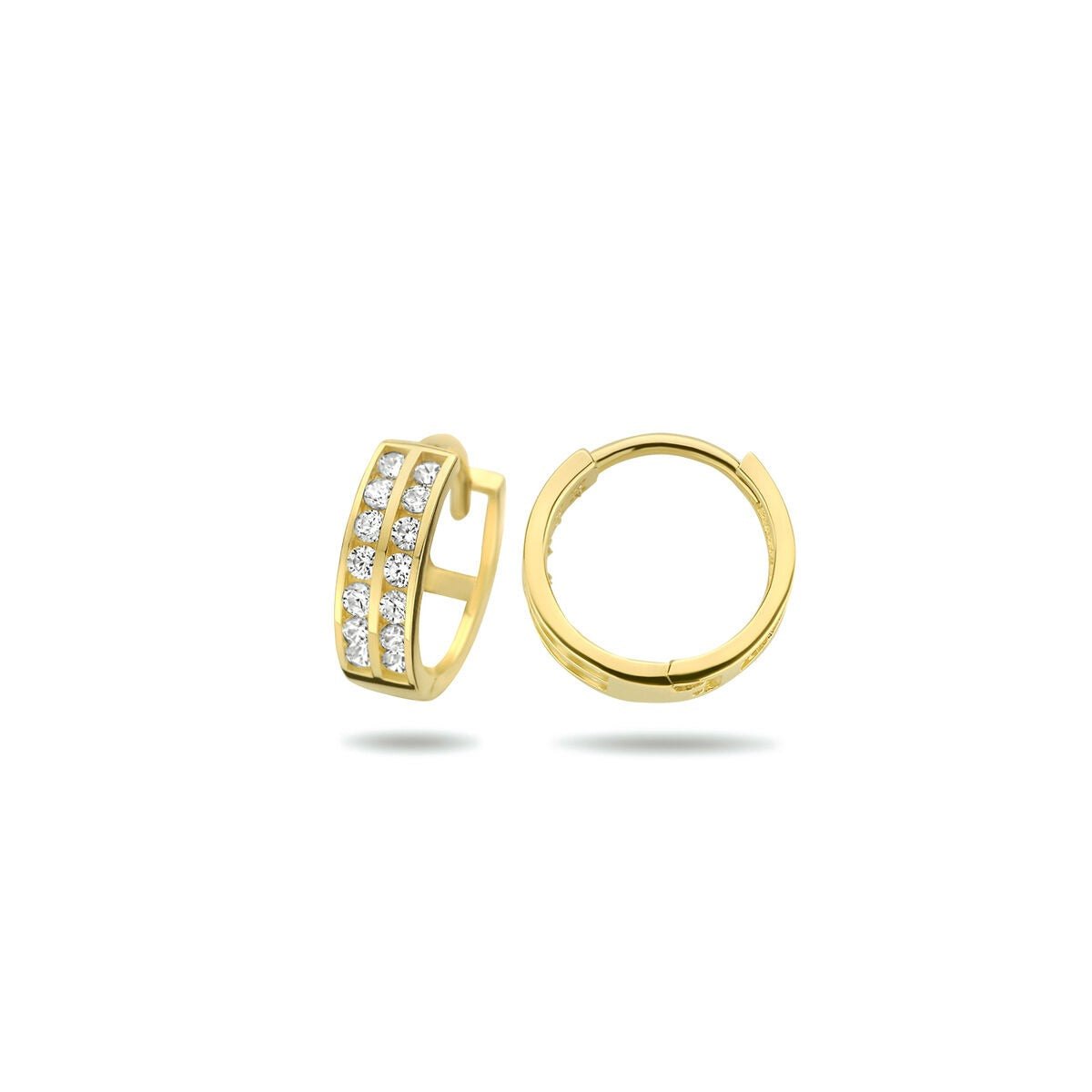 Aros de oro con circonitas - 9k color oro amarillo