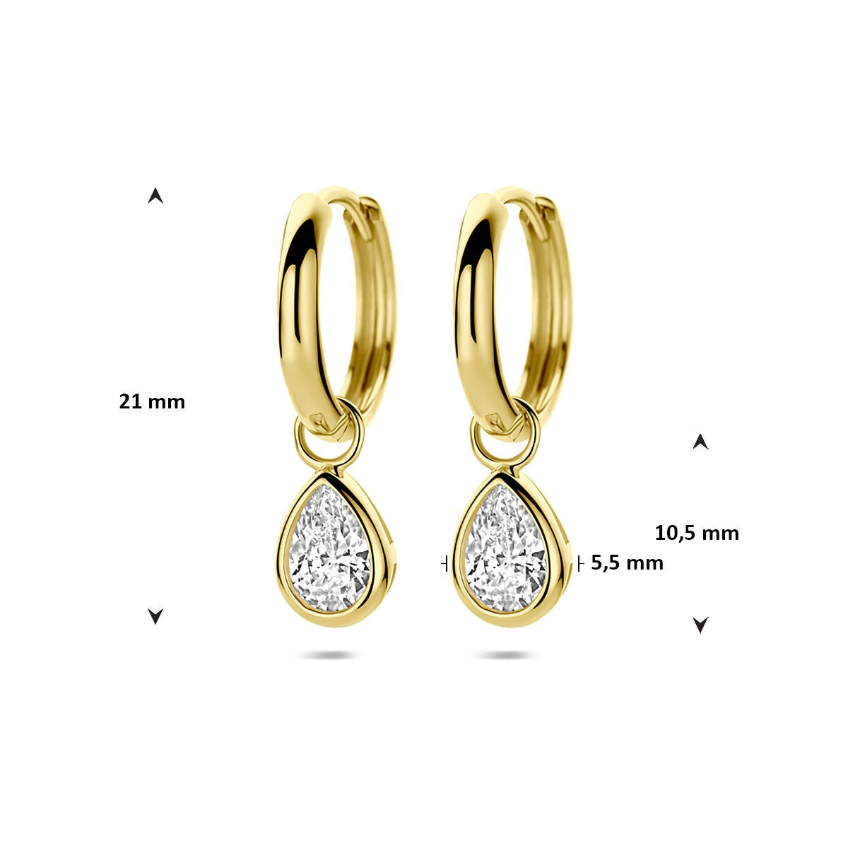 Aros de oro con circonitas – 9k oro amarillo