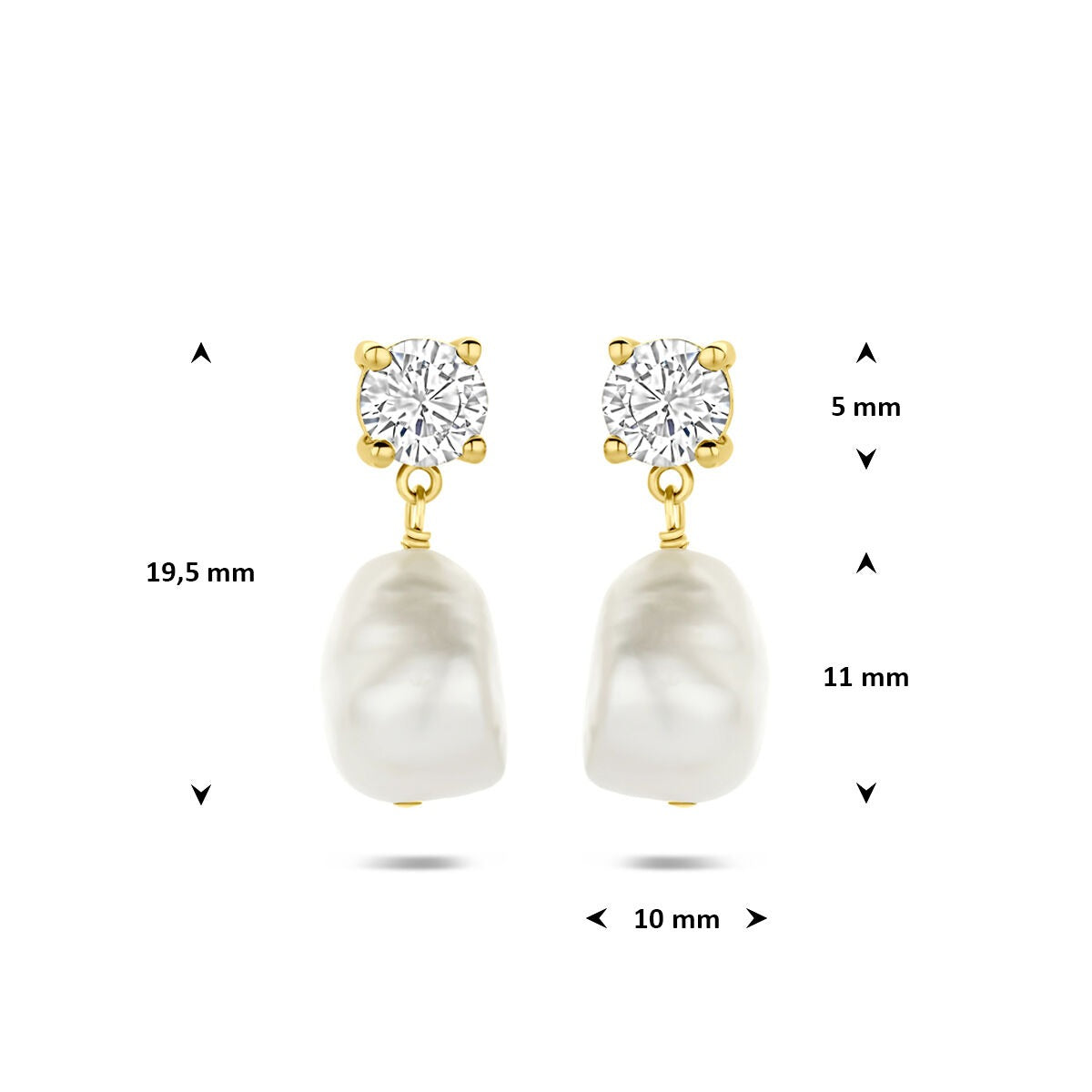 Pendientes chapados en oro de plata 925 con perla y circonita