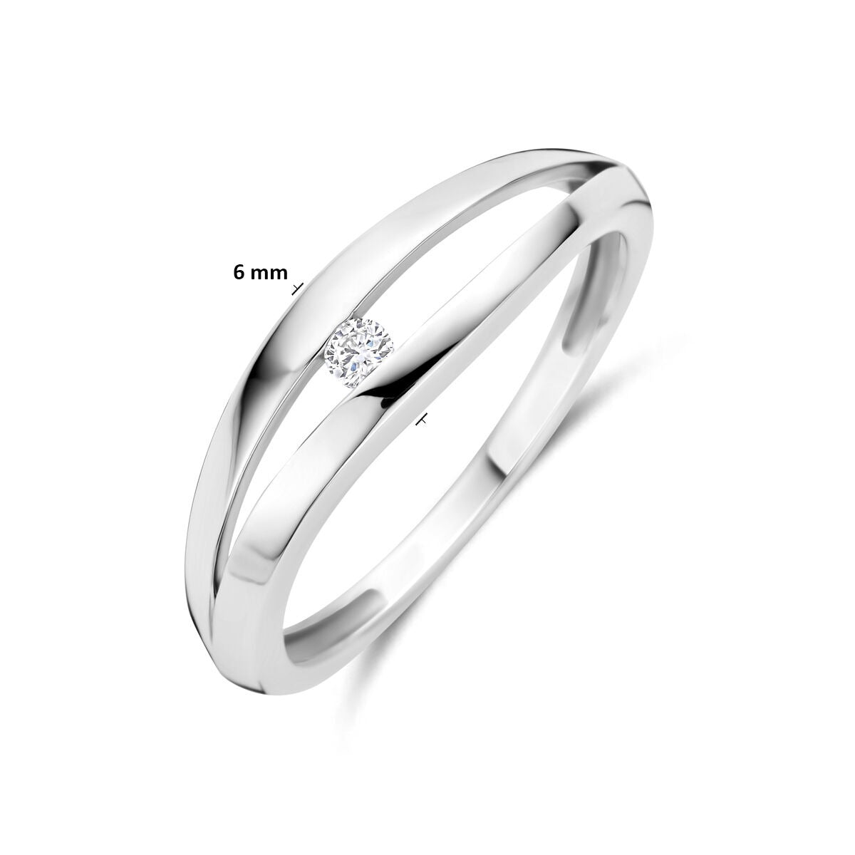 Anillo de plata de mujer con diamante cultivado en laboratorio – 6 mm de ancho