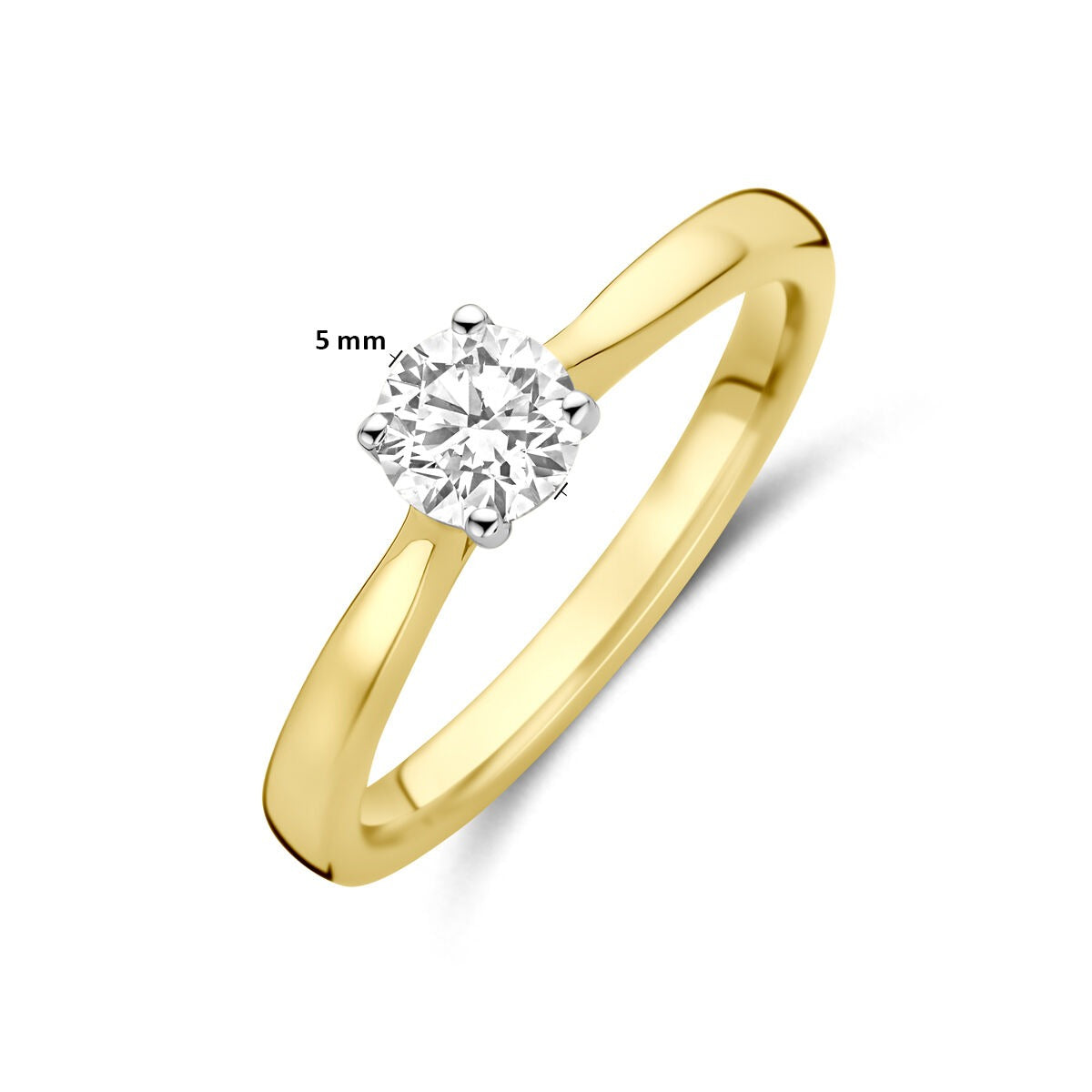 anillo bicolor de oro amarillo y oro blanco con diamante cultivado en laboratorio de 0.50ct