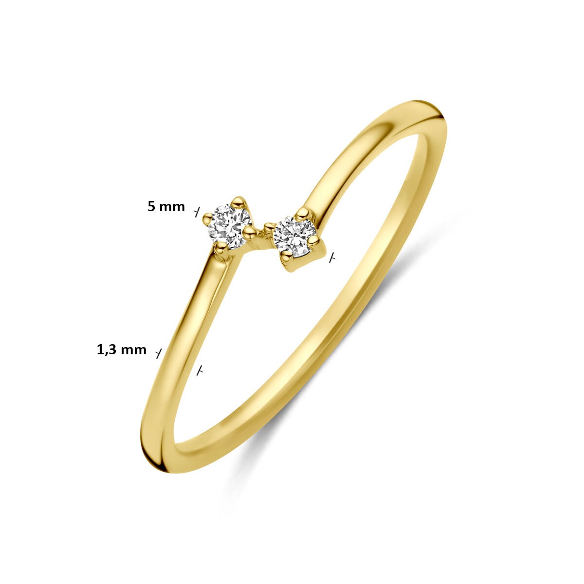 Anillo de oro amarillo de 14k con diamante de 0,05 ct