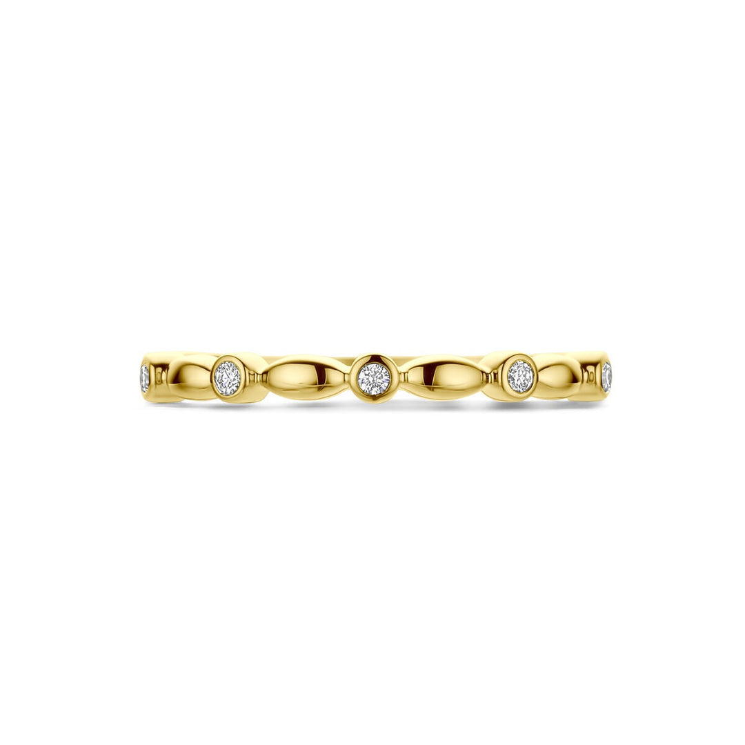 14k Geelgouden damesring met diamant – verfijnde solitaire