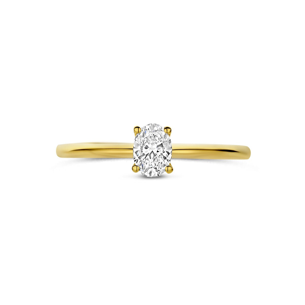 Anillo de oro amarillo de 14k con diamante cultivado en laboratorio - ovalado 0.30ct