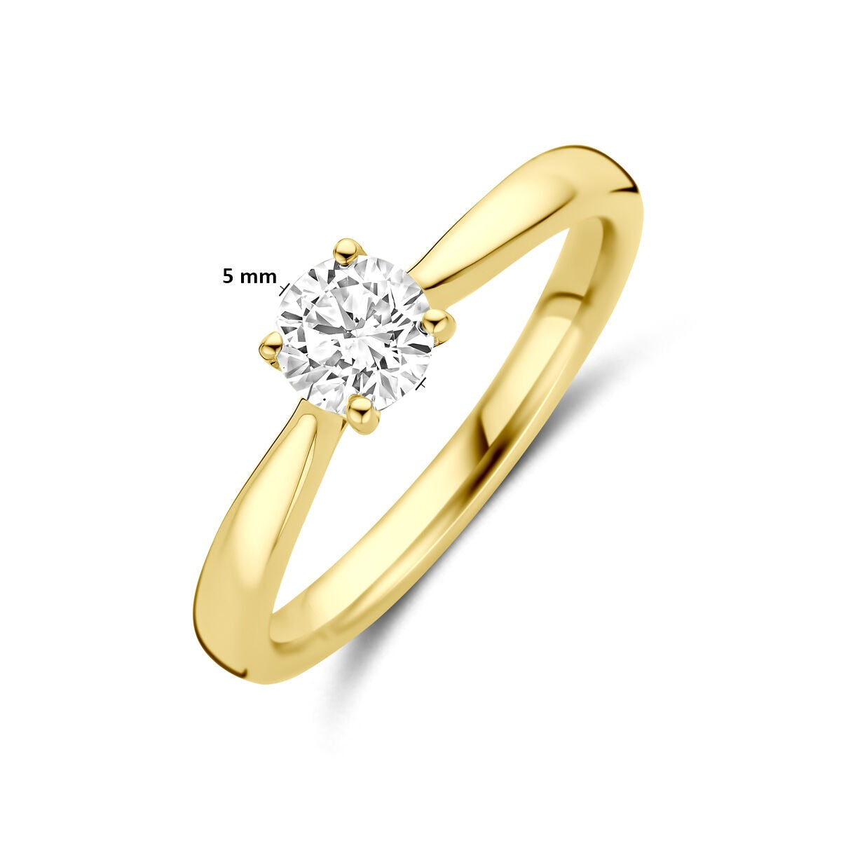 Anillo de oro amarillo de 14k con diamante cultivado en laboratorio de 0.50ct