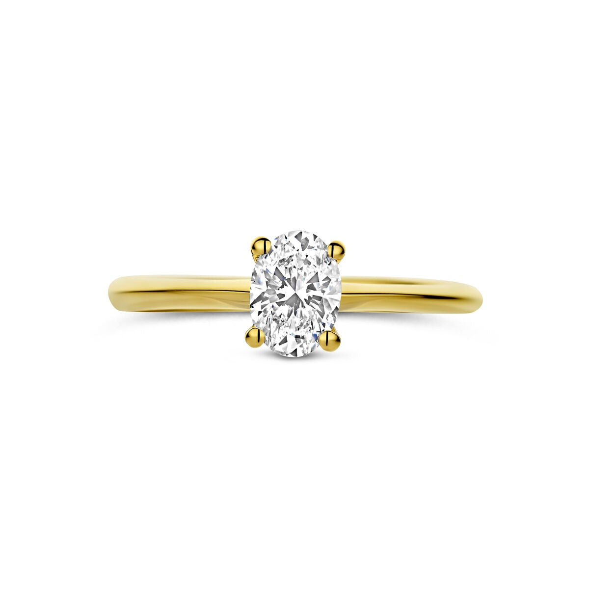 Anillo de oro amarillo de 14k con diamante cultivado en laboratorio - talla ovalada 0.50ct