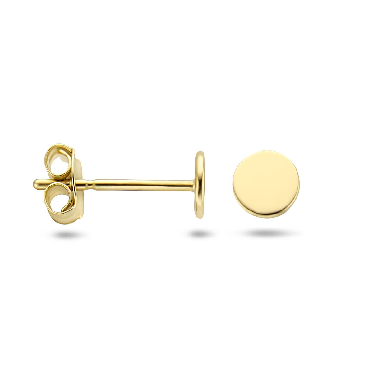 Pendientes de botón redondos de oro amarillo de 9k