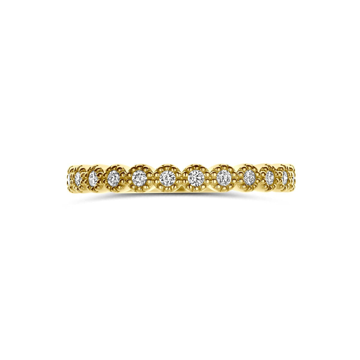 Anillo de alianza de oro amarillo de 14k con diamante de 0,18 ct