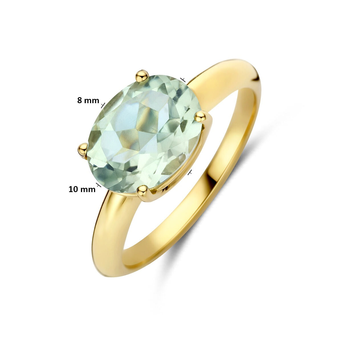 Anillo de oro amarillo de 14k con amatista verde