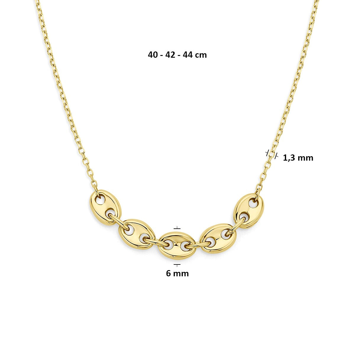 collar de café en oro amarillo de 14k